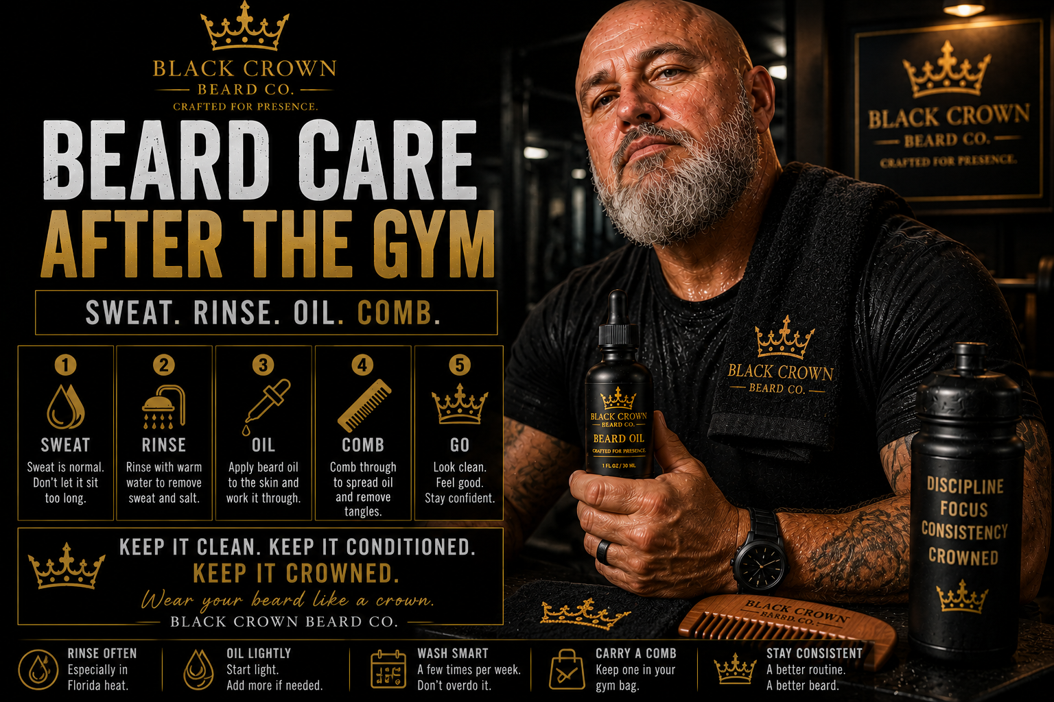 Beard Care After the Gym: Sweat, Rinse, Oil, Comb