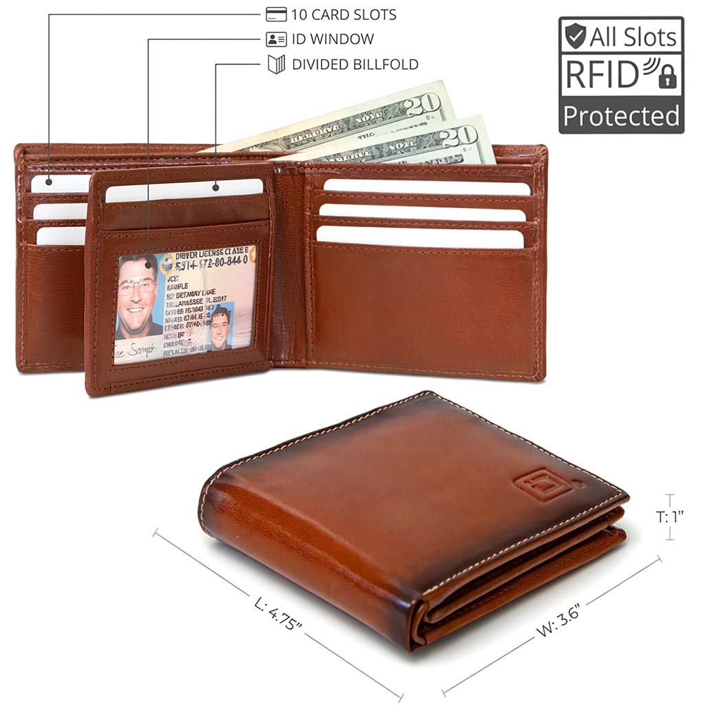Men’s RFID 10-Slot Bifold Wallet