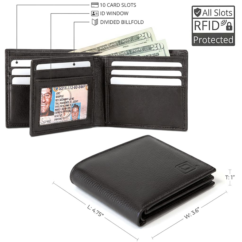 Men’s RFID 10-Slot Bifold Wallet