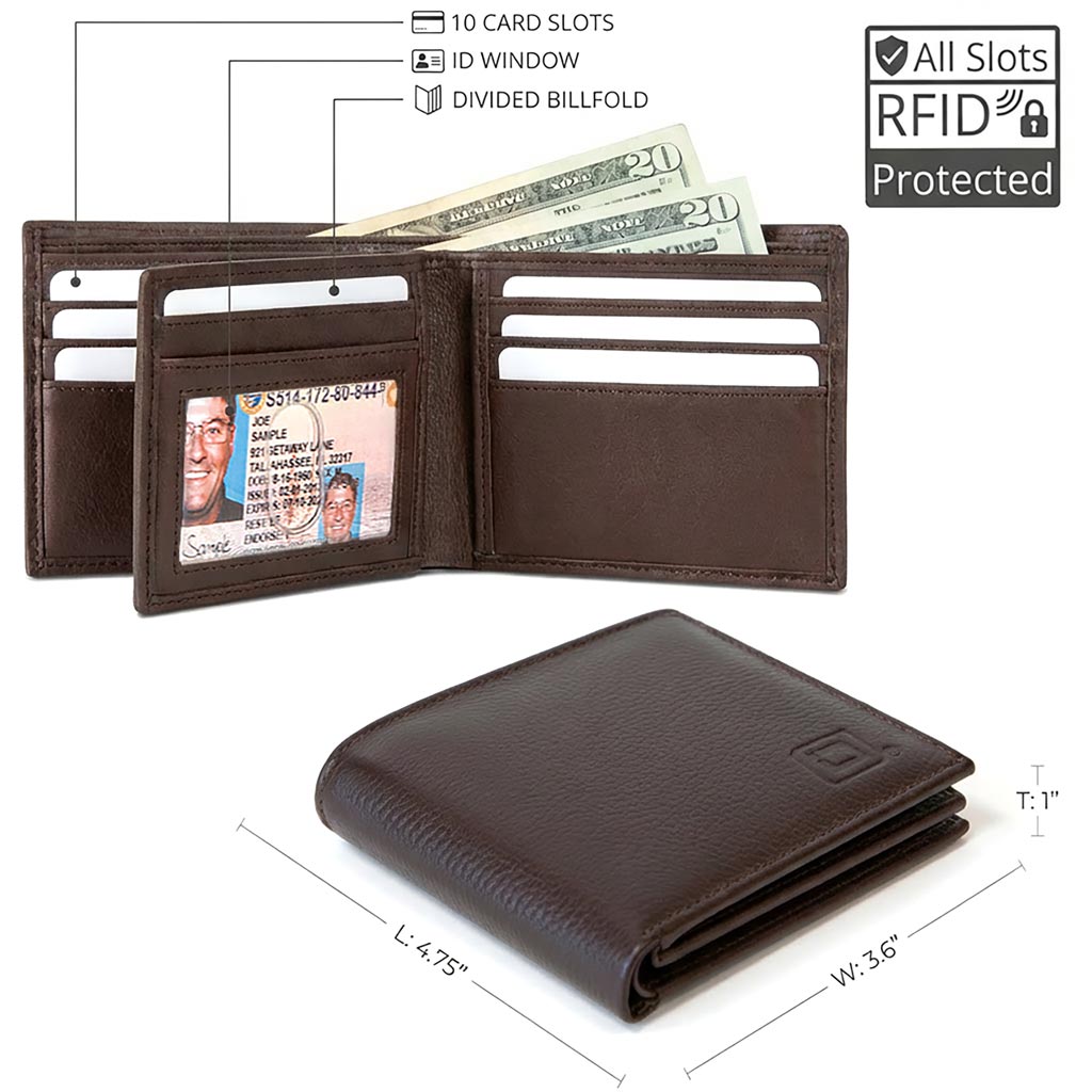 Men’s RFID 10-Slot Bifold Wallet